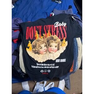 CVLA Baby Don't Stress Cherub Graphic Tee Black Mens Short Sleeve T-Shirt